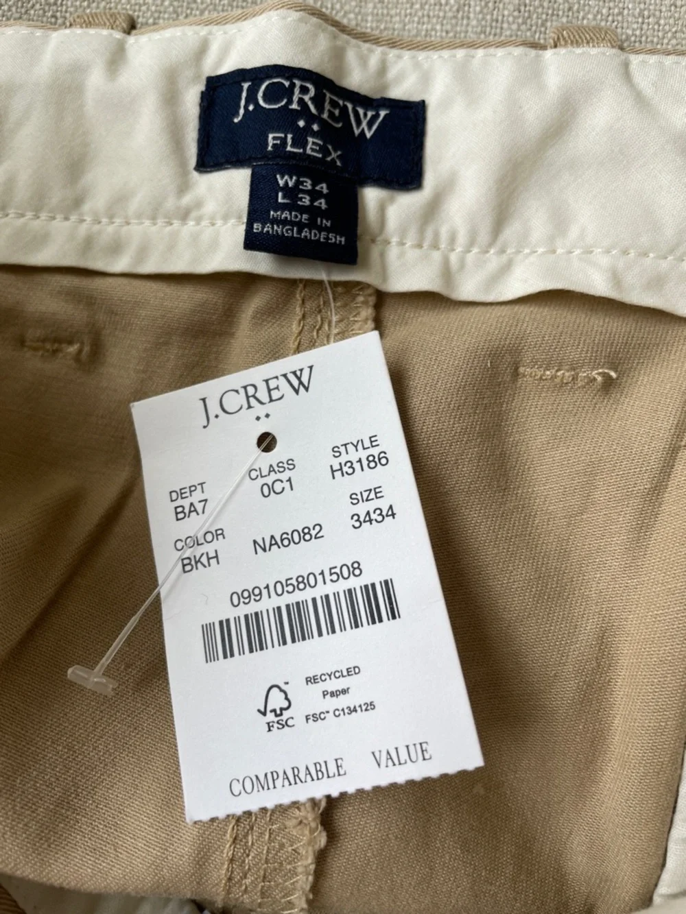 J. Crew‎ Men's Straight Fit Original Chino Pant in Burnished Khaki 34 x 34